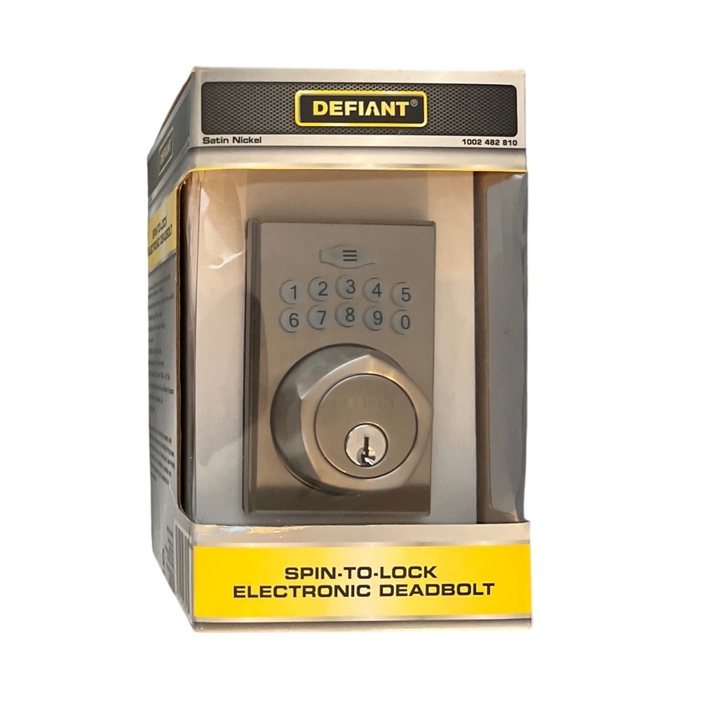 Defiant Satin Nickel Spin-To-Lock Electronic Deadbolt Keypad Entry 1002482810